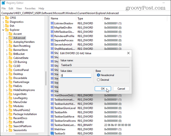 5-TaskbarSi-DWORD-Value 5-TaskbarSi-DWORD-Value
