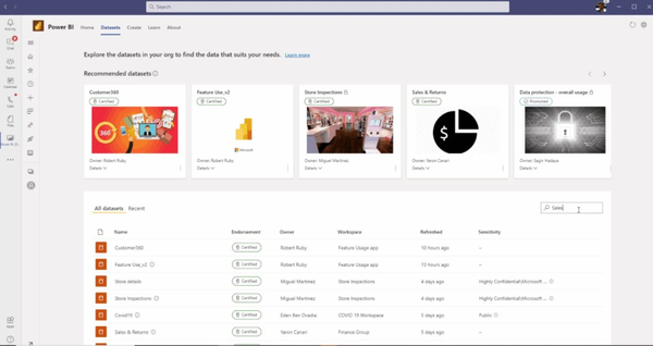 Microsoft宣布Power BI服务中的新数据集中心