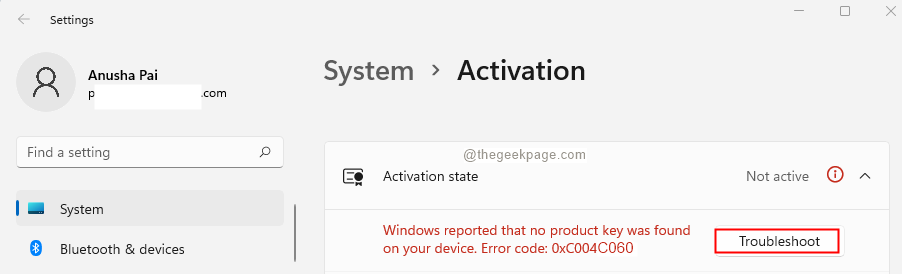 Actvation-Error-message