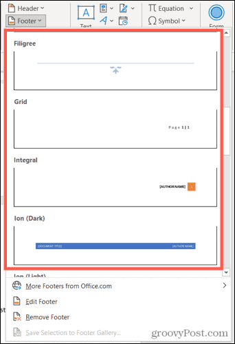 BuiltInFooters-WordHeaderFooter