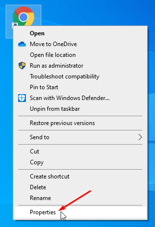 Chrome-Properties-option-in-Windows-OS