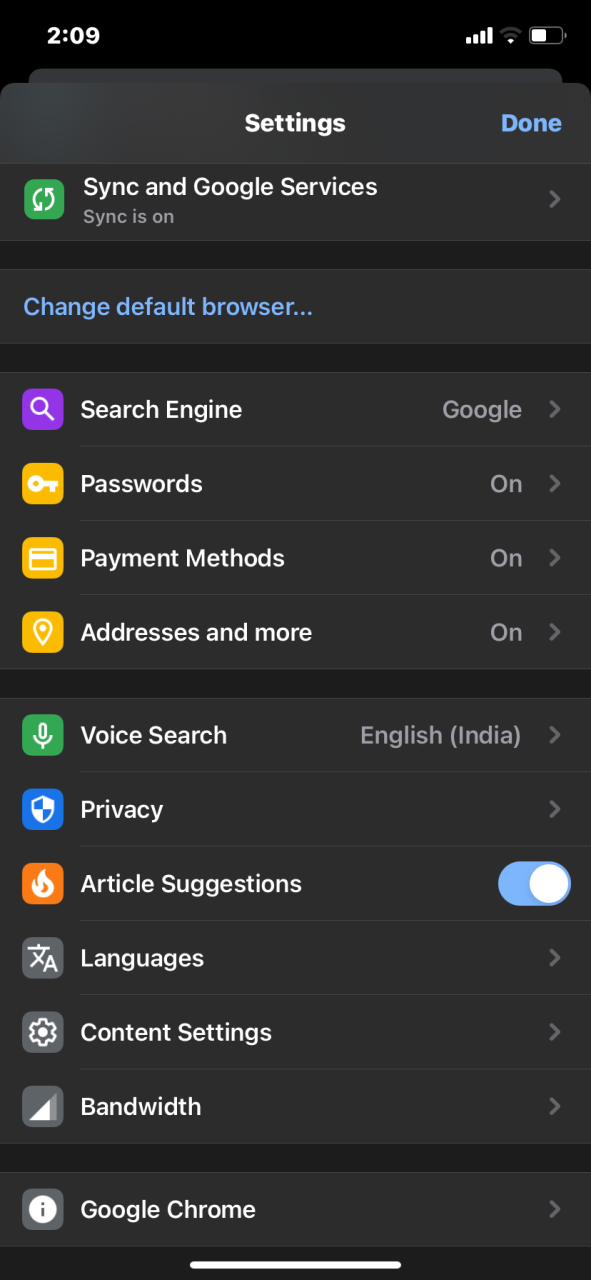 Chrome-Settings