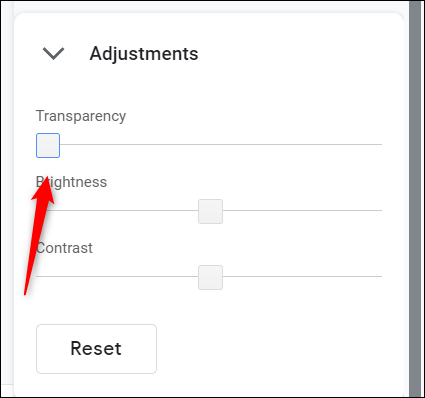 Click-and-drag-the-handle-on-the-transparency-slider-to-adjust-the-transparency. Click-and-drag-the-handle-on-the-transparency-slider-to-adjust-the-transparency.