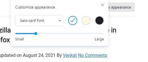 Customize-appearance-menu-with-font-dark-theme-and-text-size-slider-controls