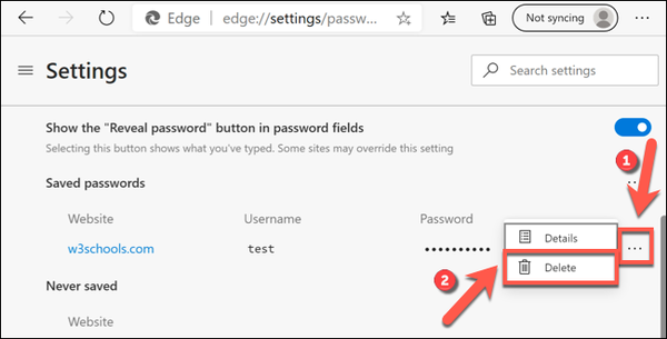 Edge-Delete-Password-Option