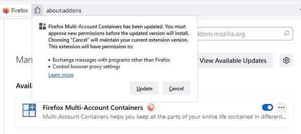 Firefox-Multi-Account-Containers-requires-permissions-to-exchange-messages-with-other-programs
