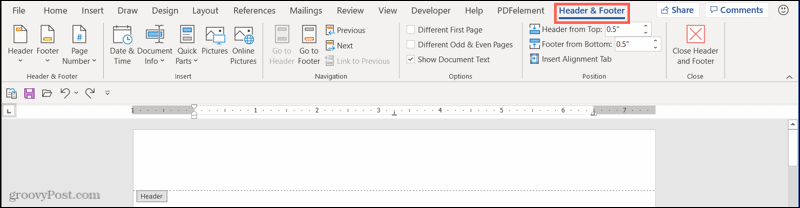 HeaderFooterTab-WordHeaderFooter
