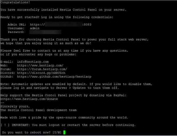 HestiaCP-installation
