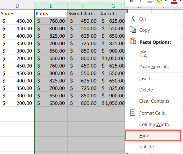 Hide-ExcelColumns