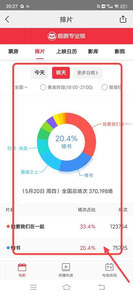 美团电影怎么查看排片情况