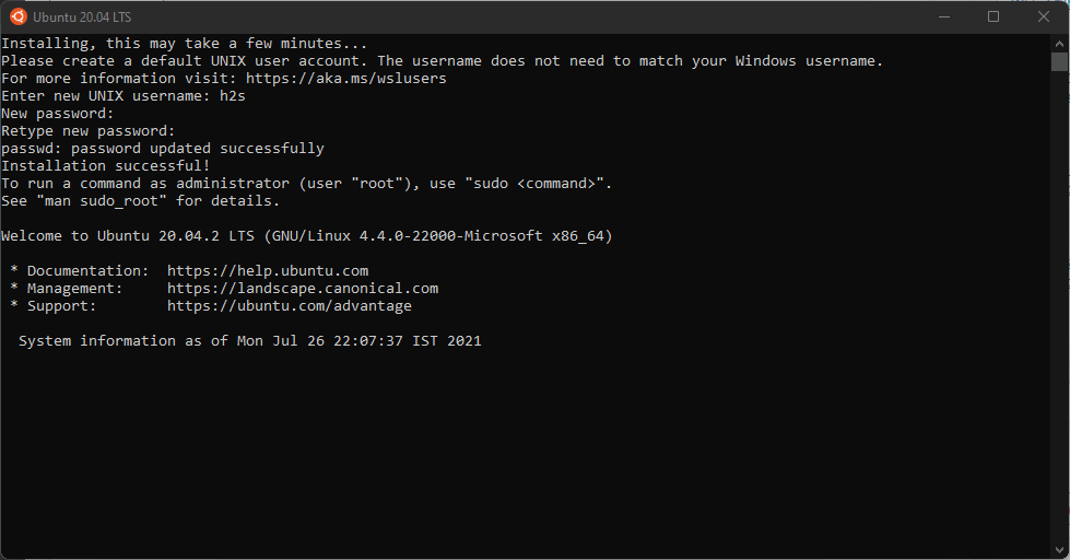 Installing-Ubuntu-20.04-LTS-WSL-app-on-Windows-11-subsystem-for-linux