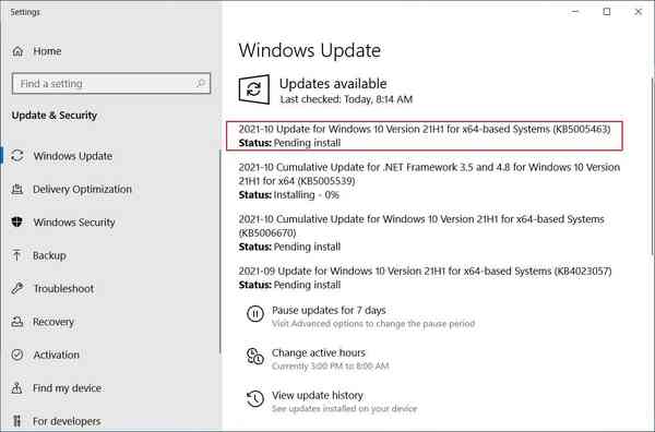 KB5005463-update