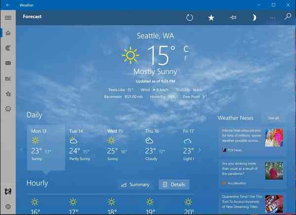 MSN-Weather-Windows-10-app