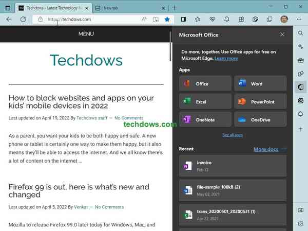 Microsoft-Office-Pane-on-Sidebar