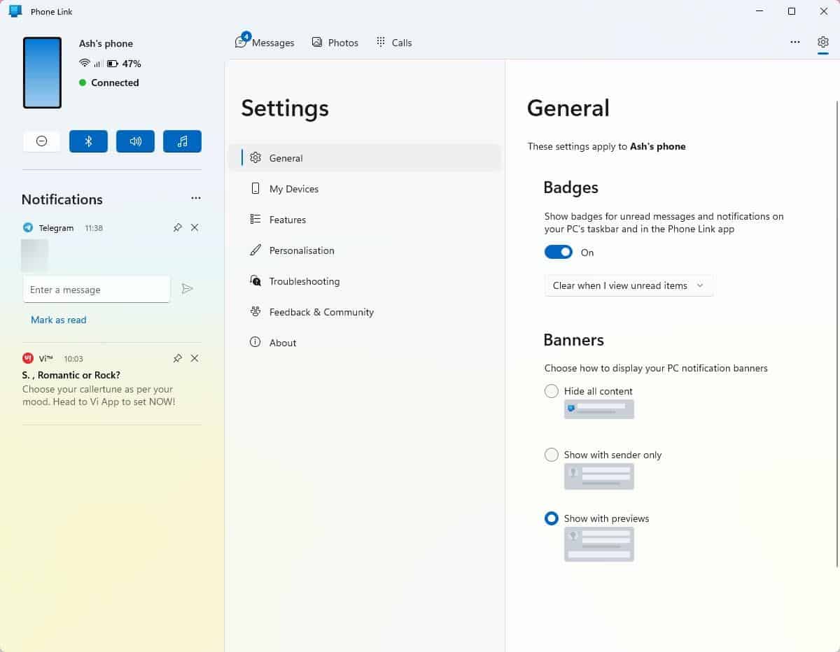 Microsoft-Phone-Link-app-General-Settings