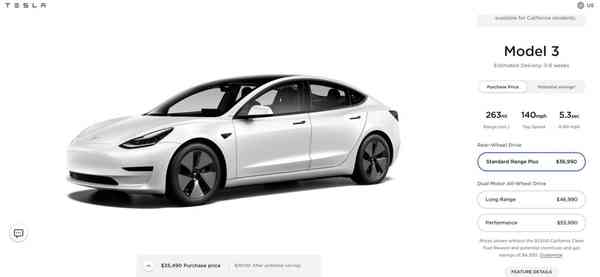 New Tesla Model 3 Prices
