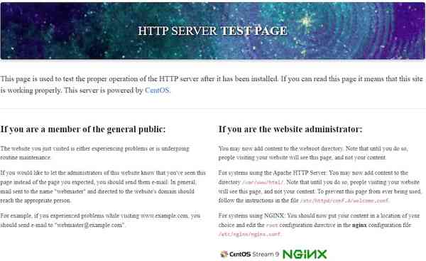Nginx-CentOS-stream-wellcome-page