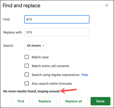 NoMoreResults-GoogleSheetsUpdateData