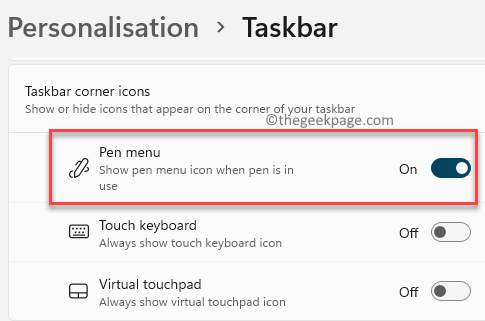 Personalisation-Taskbar-Pen-menu-turn-on