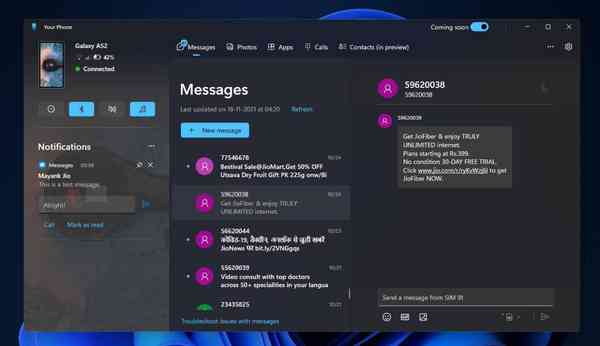 Phone-Link-messages-tab