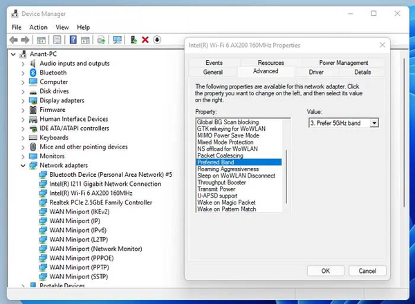 Preferred-Band-Wifi-Windows