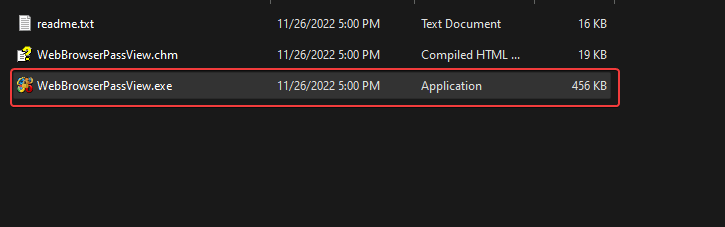 运行 WebBrowserPassView