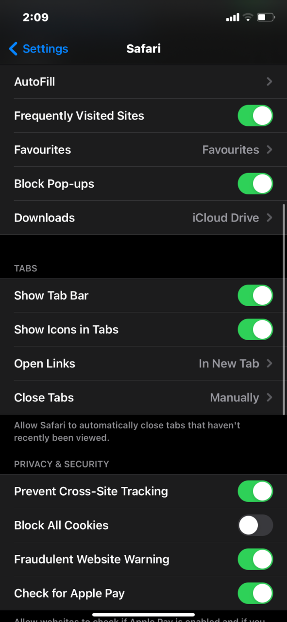 Safari-Settings