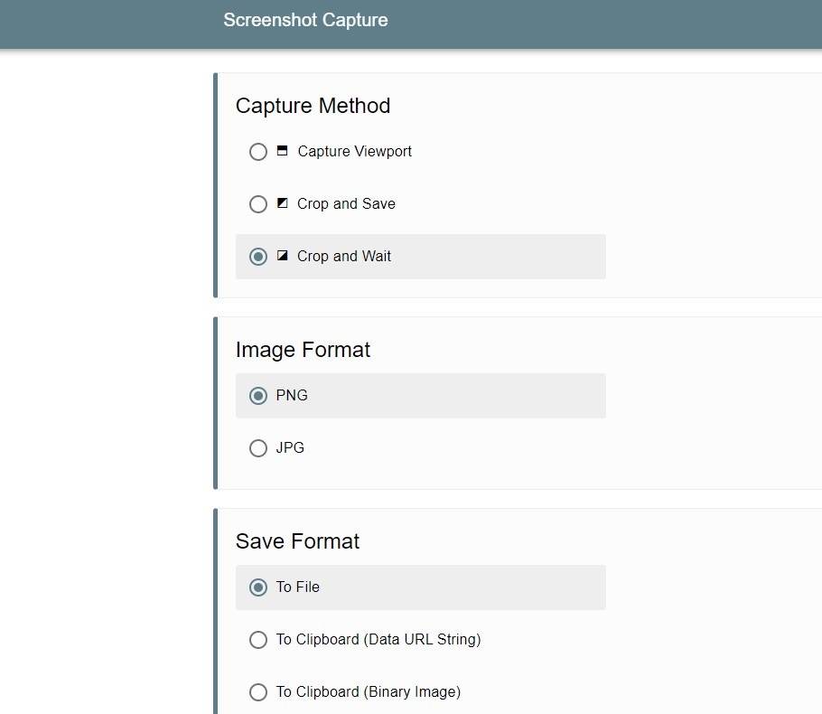 Screenshot-Capture-Chrome-extension-options