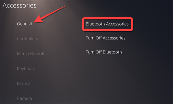 Select-General-and-pick-Bluetooth-accessories-option