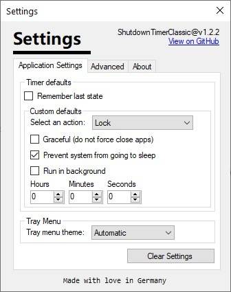 Shutdown-Timer-Classic-settings