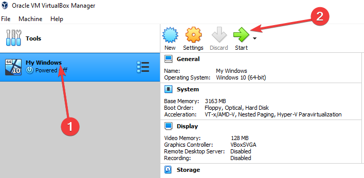 Starting-virtual-machine