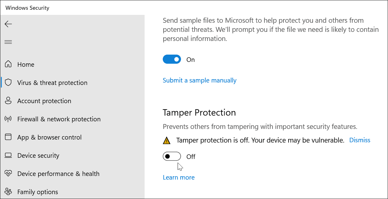 Tamper-Protection-Off