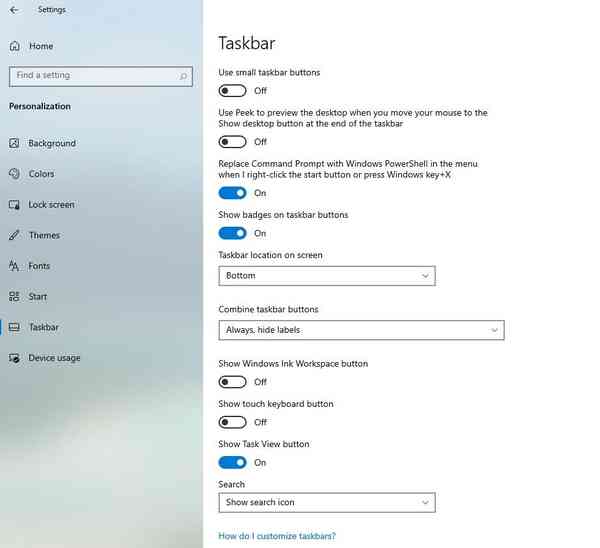 Taskbar-settings