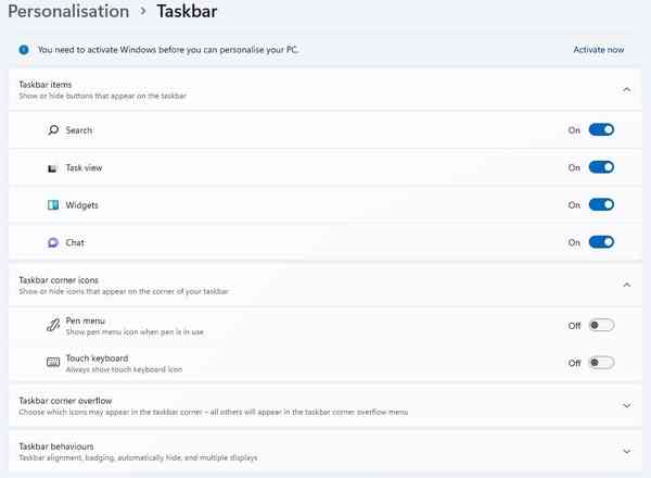 Taskbar-settings