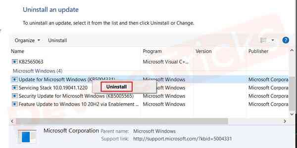Uninstall-updates-with-right-clicks