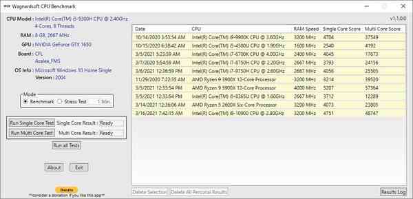 Wagnardsoft-CPU-Benchmark-interface