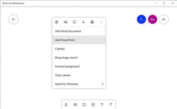 Whiteboard-Context-menus