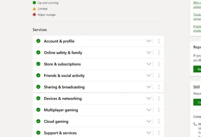 Xbox-Status-page