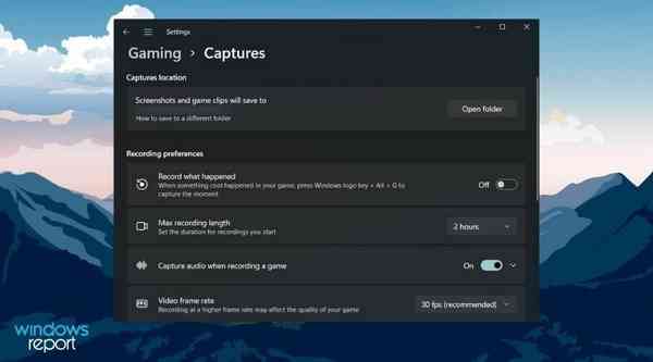 captures-settings-page