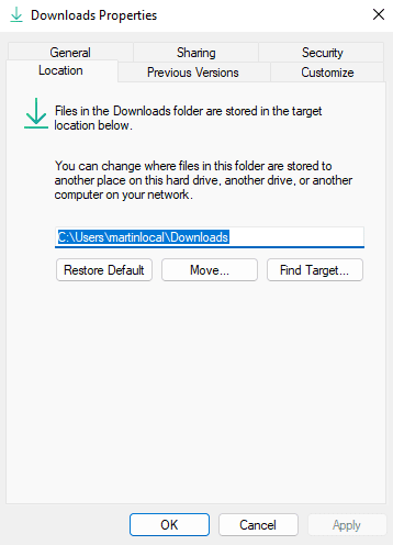 change-downloads-location-windows-11