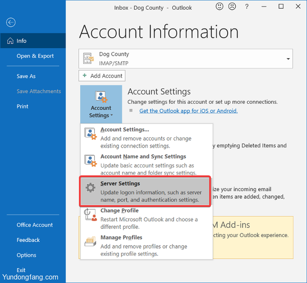 outlook-server-settings