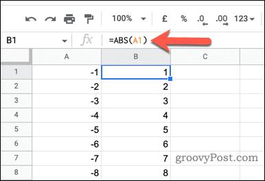 sheets-abs-function-example