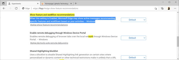 show-feature-and-workflow-recommendations