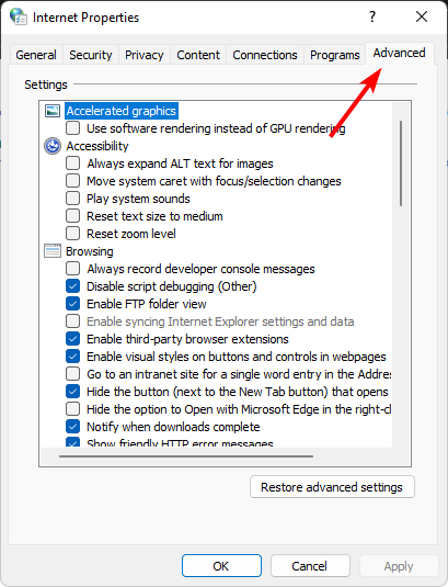 Advanced-tab-internet-options