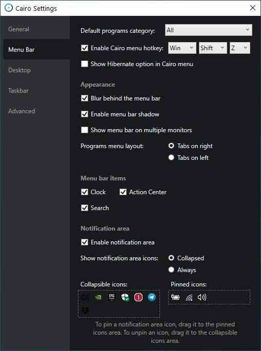 Cairo-Desktop-settings