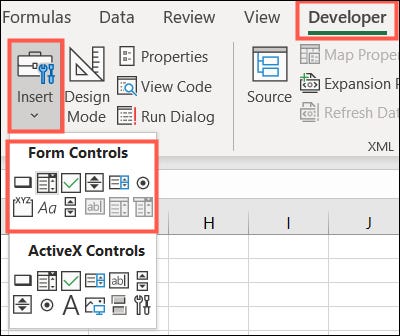 DeveloperInsertFormControls-ExcelBasicForm