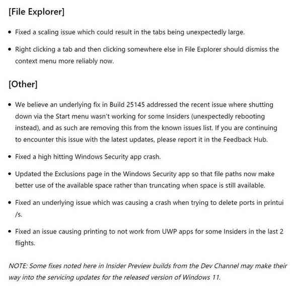 Fixes