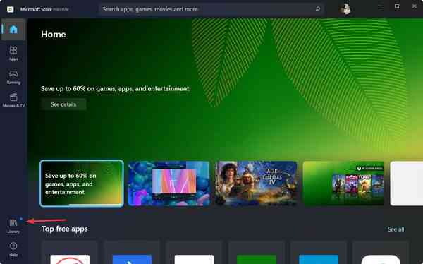 Library-menu-in-Microsoft-Store