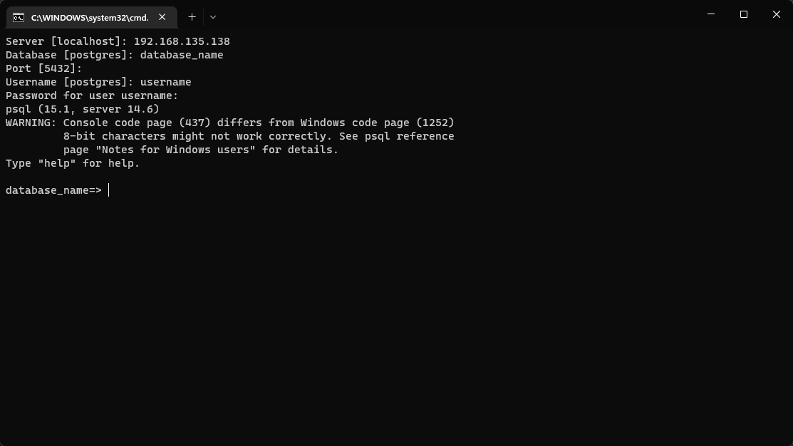 PSQL-client-connect-database-windows