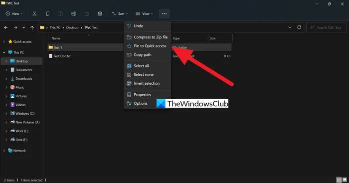 Pin-to-Quick-Access